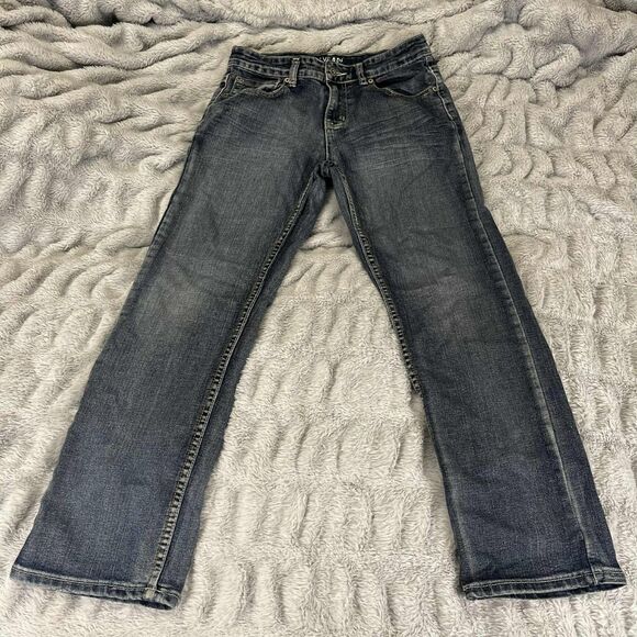 Flypaper Jeans Boys 14 Straight Dark Wash Adjustable Waist Distressed Pockets - Picture 1 of 10